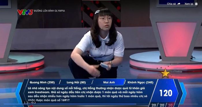  Mai Anh ở phần thi Về đích. 