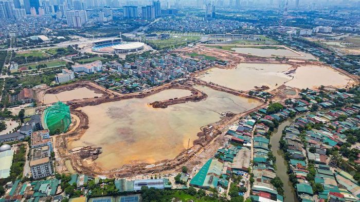 Toàn cảnh dự án dự án hồ điều hòa Phú Đô, góp phần giảm ngập úng cho khu vực Mỹ Đình.