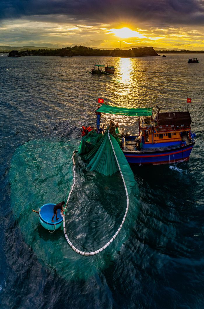 Hòn Yến mùa lưới vây. Ảnh: TRẦN MINH TRÍ