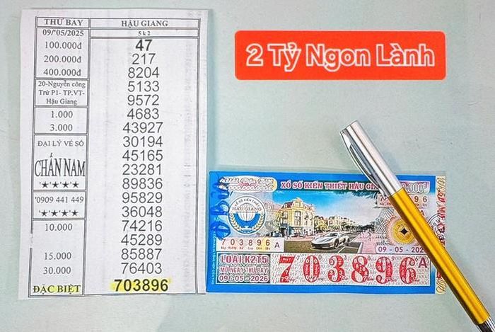 Giải độc đắc của vé số Hậu Giang trúng tại TP Cần Thơ. Ảnh: ĐLVS Chấn Nam