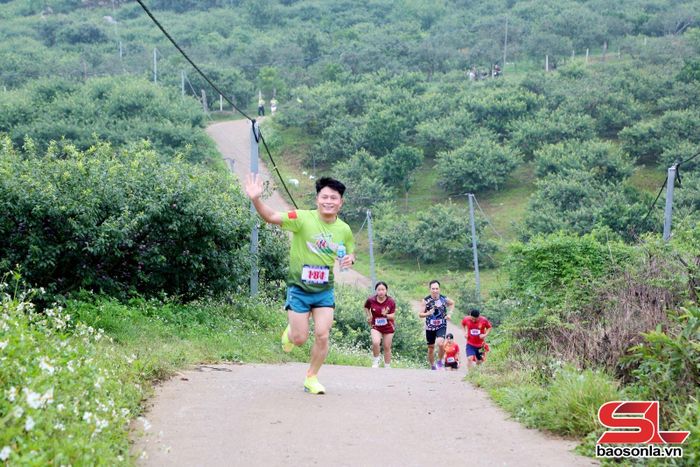 Cung đường giải chạy việt dã “Đường chạy biên cương” qua những vườn mận đang vào mùa chín rộ.