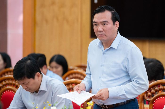 Trưởng ban Tuyên giáo và Dân vận Đảng ủy Mặt trận Tổ quốc, các đoàn thể Trung ương Nguyễn Minh Chung phát biểu. Ảnh: Phạm Thắng