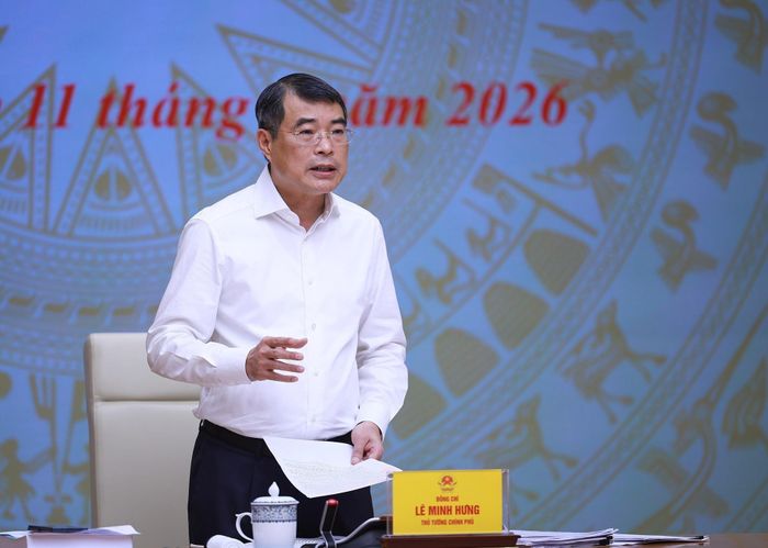 Thủ tướng Lê Minh Hưng, Trưởng Ban Chỉ đạo chủ trì Phiên họp lần thứ ba của BCĐ về phát triển khoa học, công nghệ, đổi mới sáng tạo, chuyển đổi số và Đề án 06. Ảnh: Dương Giang – TTXVN