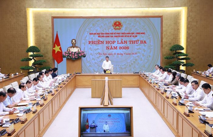 Phiên họp lần thứ ba của BCĐ về phát triển khoa học, công nghệ, đổi mới sáng tạo, chuyển đổi số và Đề án 06. Ảnh: Dương Giang – TTXVN