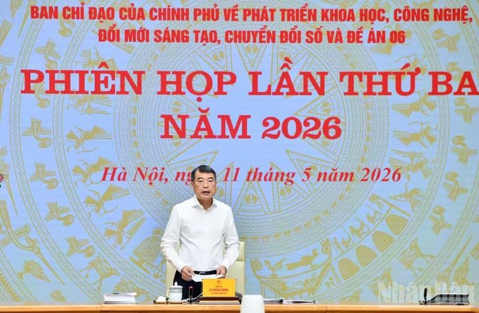 Thủ tướng Chính phủ Lê Minh Hưng chủ trì Phiên họp lần thứ ba Ban Chỉ đạo của Chính phủ về phát triển khoa học, công nghệ, đổi mới sáng tạo, chuyển đổi số và Đề án 06. (Ảnh: Thanh Giang)