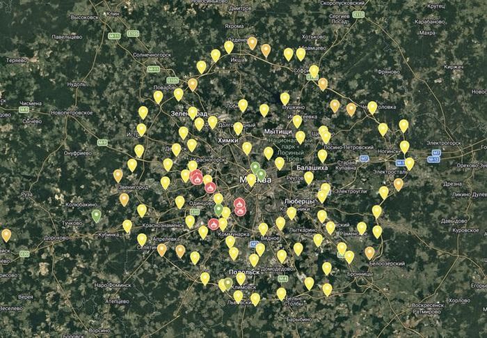 Ảnh chụp màn hình từ dịch vụ bản đồ Yandex của Nga. Ảnh: Yandex Maps