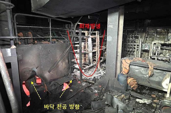 Tình trạng của tàu HMM Namu của Hàn Quốc sau khi bị cháy ở Hormuz. Ảnh: Yonhap