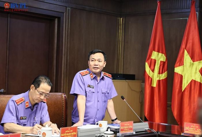 Đồng chí Đào Thịnh Cường, Vụ trưởng Vụ 3 phát biểu tiếp thu ý kiến chỉ đạo của đồng chí Phó Viện trưởng Thường trực VKSND tối cao.