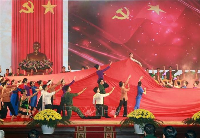 Chương trình nghệ thuật chào mừng. Ảnh: Trọng Đức/TTXVN