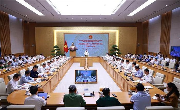Phiên họp lần thứ ba của BCĐ về phát triển khoa học, công nghệ, đổi mới sáng tạo, chuyển đổi số và Đề án 06. Ảnh: Dương Giang/TTXVN