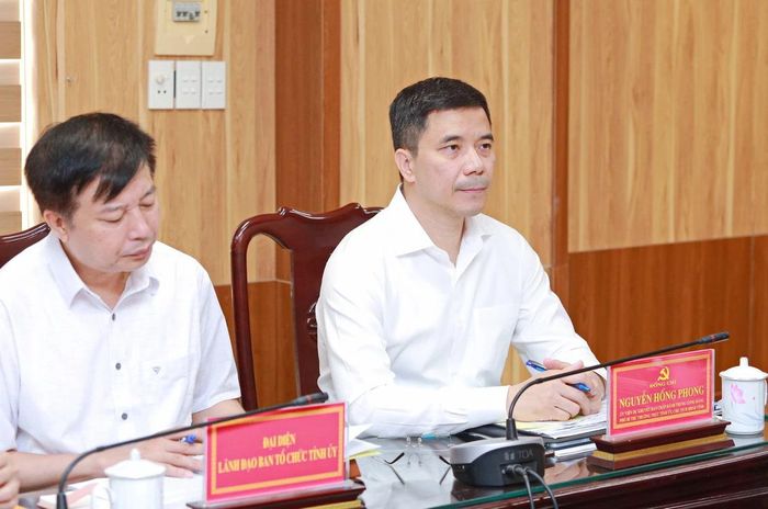 Phó Bí thư Thường trực Tỉnh ủy Nguyễn Hồng Phong dự buổi làm việc.