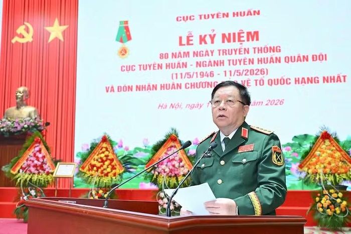 Đại tướng Nguyễn Trọng Nghĩa, Chủ nhiệm Tổng cục Chính trị QĐND Việt Nam phát biểu tại buổi lễ.