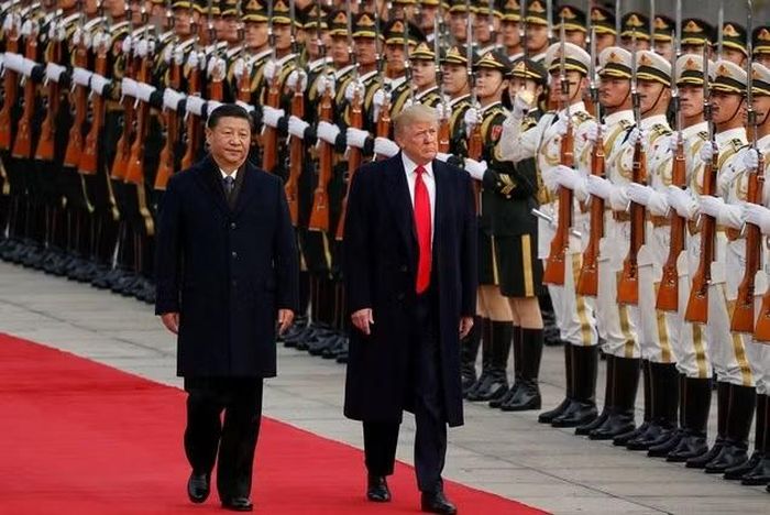Tổng thống Donald Trump tham dự lễ đón với Chủ tịch nước Trung Quốc Tập Cận Bình tại Bắc Kinh ngày 9/11.2017. Nguồn: Reuters
