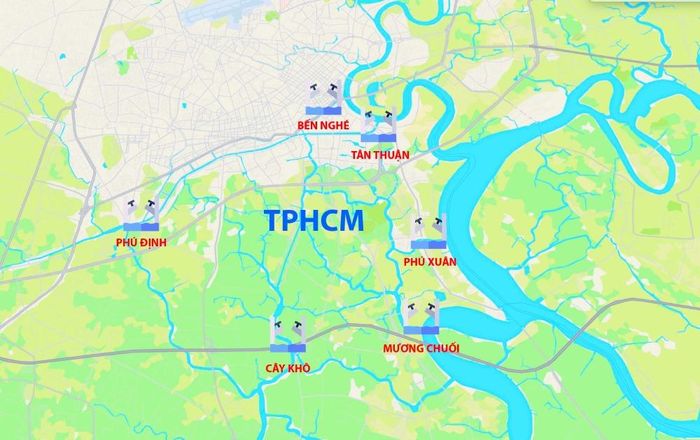 Toàn cảnh 6 cống ngăn triều của dự án 10.000 tỉ đồng chống ngập cho TPHCM. Đồ họa: MH.