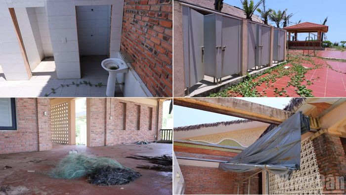 Tại bãi tắm cộng đồng Gio Hải, xã Cửa Việt, nhiều hạng mục bắt đầu xuống cấp, tường rêu phong, thiết bị hư hỏng hoặc mất cắp.