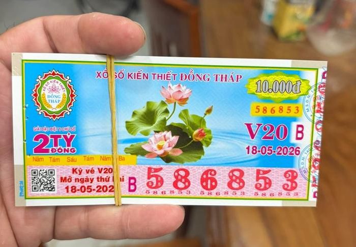 Giải độc đắc của vé số Đồng Tháp trúng tại tỉnh An Giang. Ảnh: ĐLVS Minh Hòa