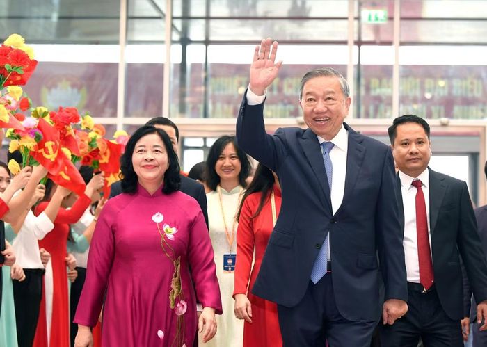  Tổng Bí thư, Chủ tịch nước Tô Lâm đến dự khai mạc Đại hội MTTQ Việt Nam lần thứ XI. Ảnh: Như Ý. 
