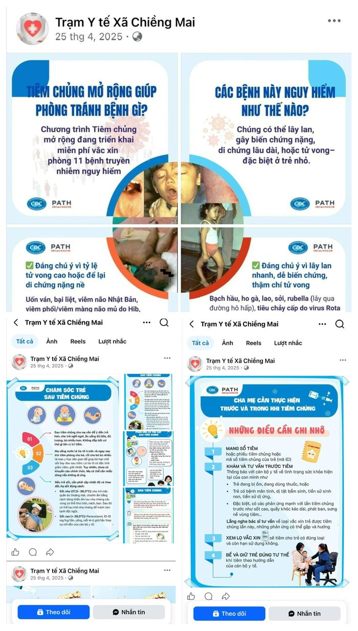 Trạm Y tế xã Chiềng Mai đẩy mạnh tuyên truyền về tiêm chủng mở rộng qua trang Facebook.