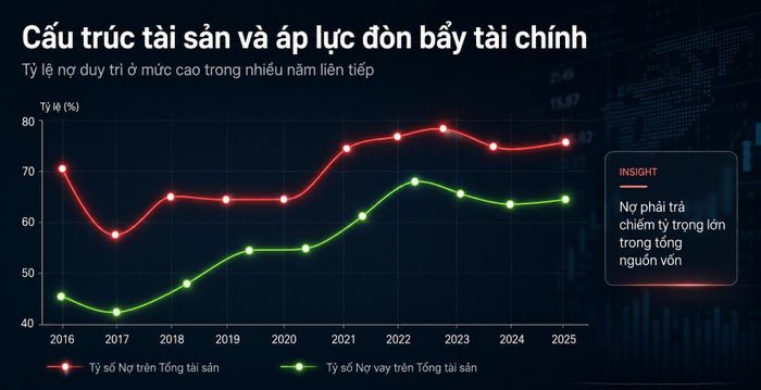 Cấu trúc tài sản phản ánh rõ nét quy mô phình to nhờ vay nợ của Thuận Đức. Nguồn: BCTC TDP