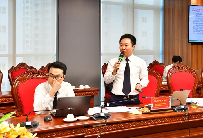Ông Đỗ Quốc Việt - Phó Trưởng phòng Kiểm toán doanh nghiệp, KTNN khu vực I trình bày tham luận tại Hội nghị. 