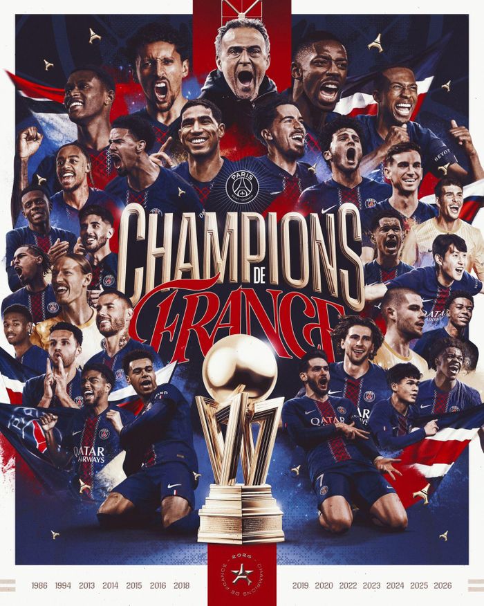 PSG lần thứ 14 vô địch Ligue 1 - Ảnh: CLB