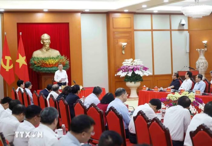 Tổng Bí thư, Chủ tịch nước Tô Lâm, Trưởng Ban Chỉ đạo phát biểu. (Ảnh: Thống Nhất/TTXVN)