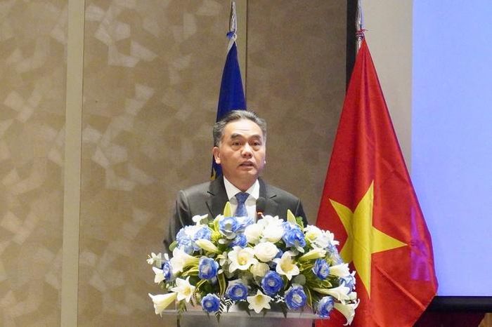 Phó Chủ tịch Thường trực UBND TPHCM Nguyễn Lộc Hà phát biểu tại tiệc chiêu đãi nhân dịp Lễ kỷ niệm Ngày Châu Âu 2026