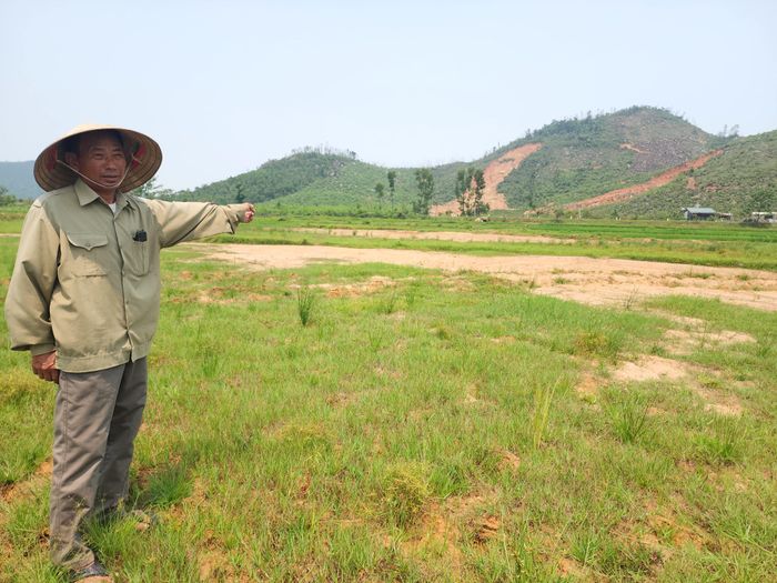  Ông Phạm Văn Thuận lo lắng vì đất ruộng bị vùi lấp, bỏ hoang 