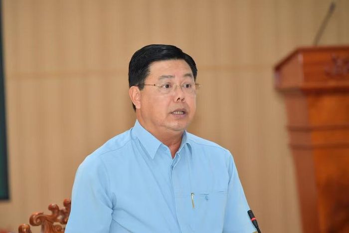 Ông Nguyễn Tiến Hải, Bí thư Tỉnh ủy An Giang phát biểu tại hội nghị.