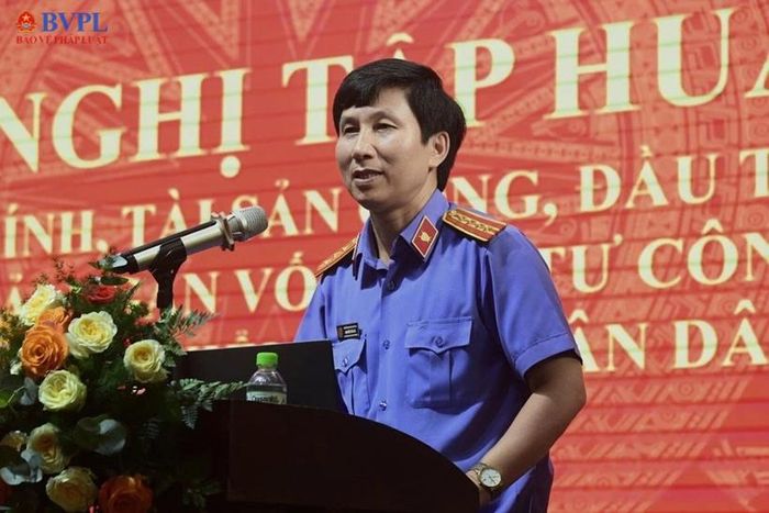  Đồng chí Nguyễn Văn Hà, Cục trưởng Cục Tài chính, VKSND tối cao phát biểu tại Hội nghị tập huấn. Ảnh: NH.