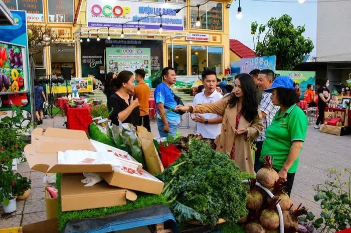 Phiên chợ nông sản hữu cơ tổ chức tại Trung tâm OCOP Lạc Dương.