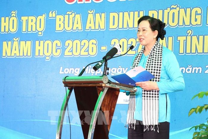 Chủ tịch Trung ương Hội Liên hiệp Phụ nữ Việt Nam Lê Thị Thủy phát biểu tại chương trình. Ảnh: Thanh Hòa-TTXVN