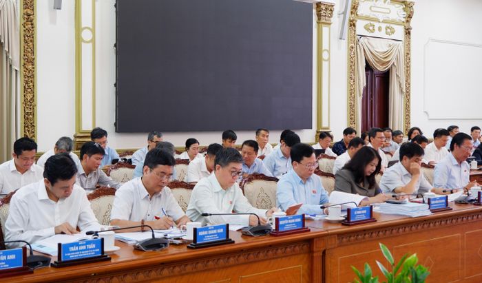 Các thành viên đoàn giám sát tại cuộc làm việc