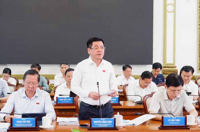 Phó Chủ tịch Quốc hội Nguyễn Hồng Diên phát biểu tại cuộc làm việc