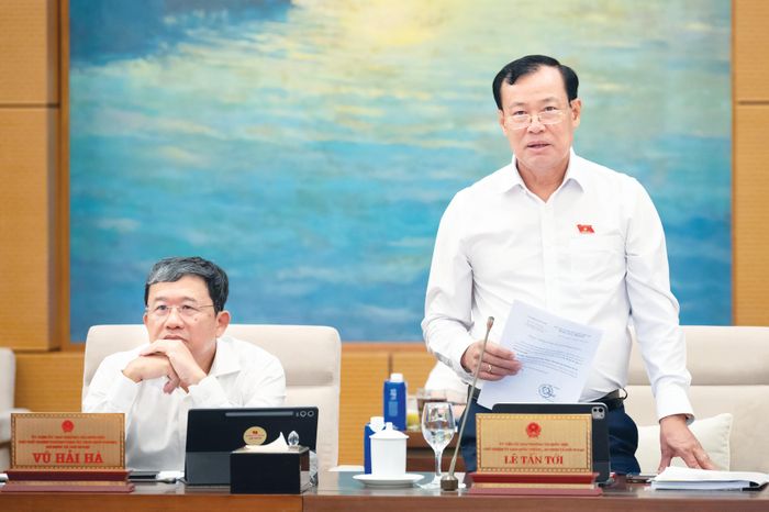 Chủ nhiệm Ủy ban Quốc phòng, An ninh và Đối ngoại Lê Tấn Tới phát biểu