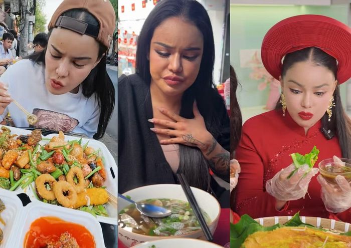  Biểu cảm đa dạng của Pimrypie khi thưởng thức các món ăn Việt khiến nhiều người xem thích thú. Nguồn: @pimrypie__tiktok 