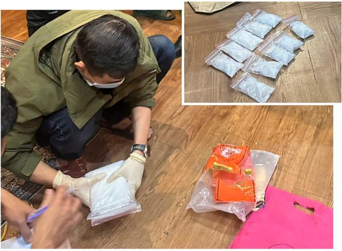 Nguyễn Hữu Sơn (X) bị bắt giữ cùng số ma túy tang vật bên trong “boong-ke” ma túy của đối tượng.