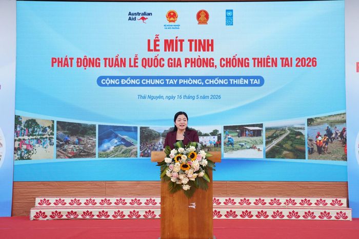 Bà Nguyễn Thị Loan - Ủy viên Ban Thường vụ Tỉnh ủy, Phó Chủ tịch UBND tỉnh Thái Nguyên phát biểu tại sự kiện