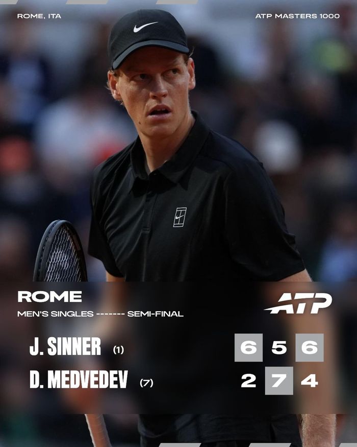 Sinner vượt khó vào chung kết Rome Open - Ảnh: RG