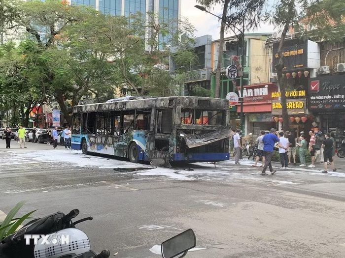 Hiện trường vụ cháy. (Ảnh: Tuấn Đức/TTXVN)