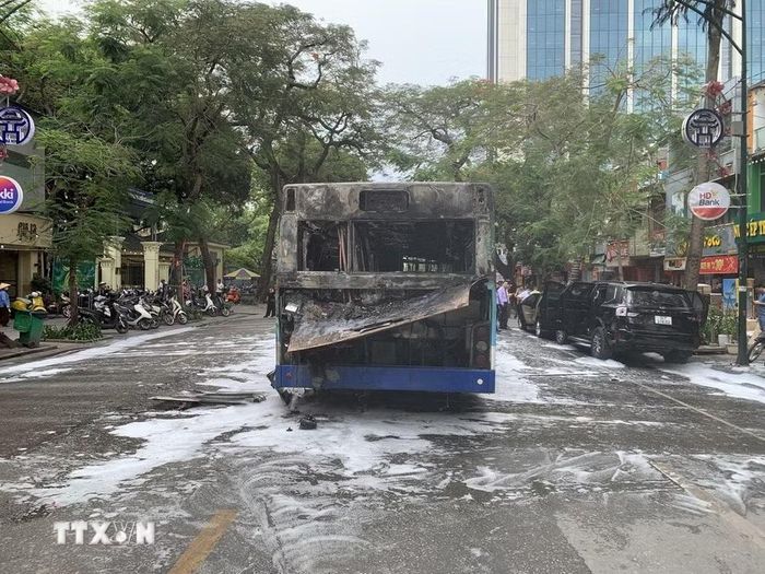 Hiện trường vụ cháy. (Ảnh: Tuấn Đức/TTXVN)