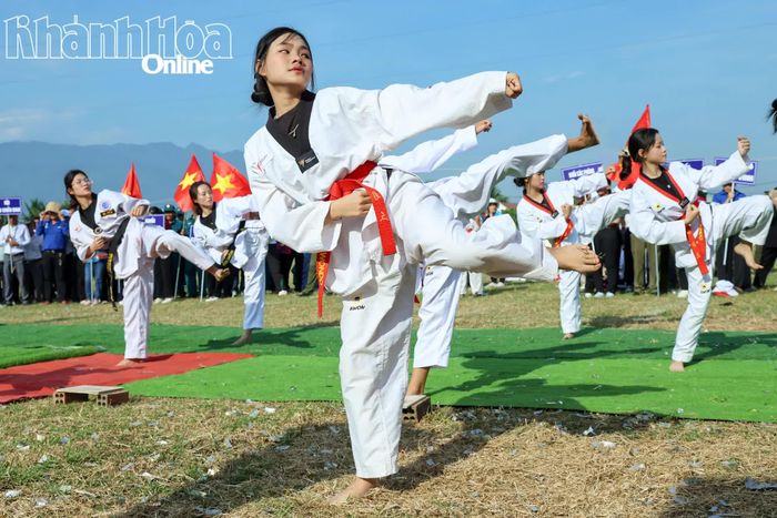 Màn trình diễn võ taekwondo của các vận động viên.