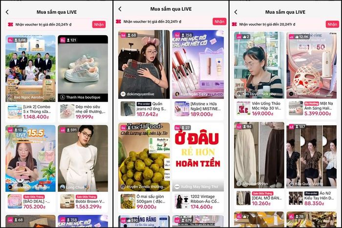 Nhiều cửa hàng mở livestream bán hàng để tăng tương tác và tiếp cận khách mua trực tuyến. Ảnh chụp màn hình
