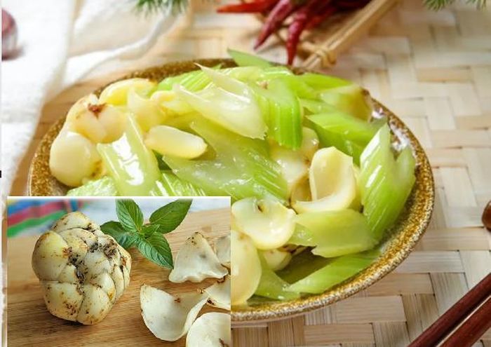 Củ huệ xào cần tây thích hợp ăn vào những ngày đầu mùa hè.