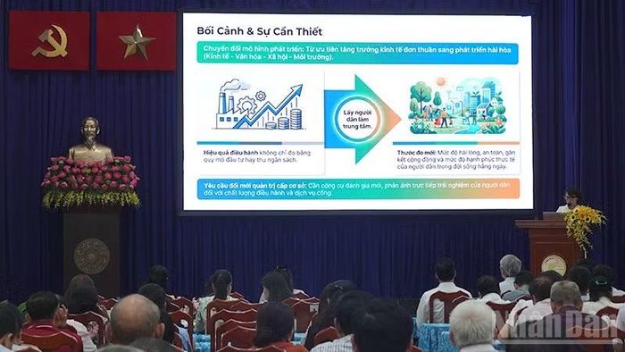 Đại diện Viện Nghiên cứu phát triển Thành phố Hồ Chí Minh công bố kết quả khảo sát.