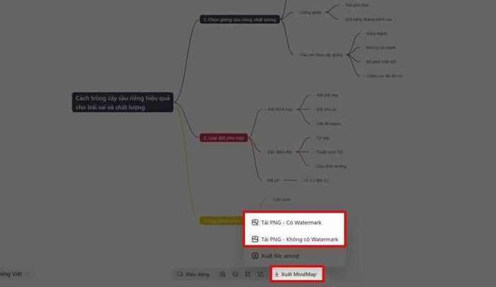 Khi đã hoàn tất chỉnh sửa, nhấn “Xuất mindmap”.
