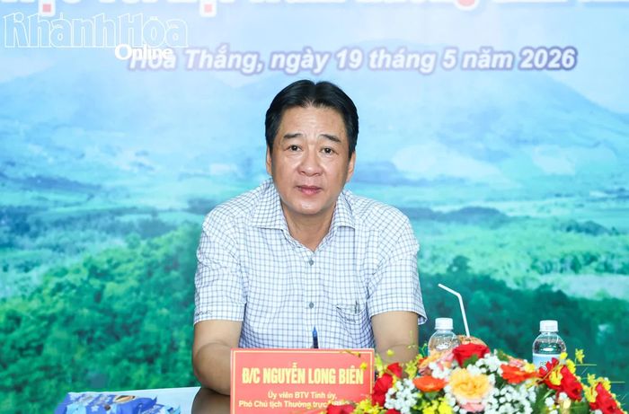 Đồng chí Nguyễn Long Biên phát biểu tại buổi làm việc.