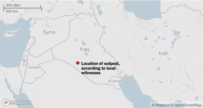  Vị trí được cho có căn cứ của Israel tại Iraq. (Ảnh: MapBox)