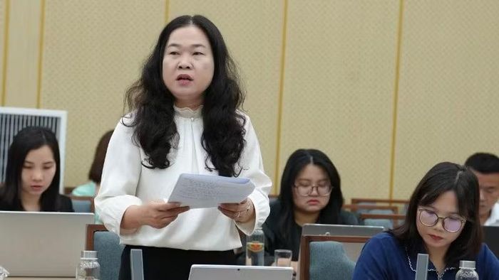 Phó Giám đốc Sở Tư pháp Hà Nội Phạm Thị Thanh Hương phát biểu tại hội thảo. (Ảnh: TL)
