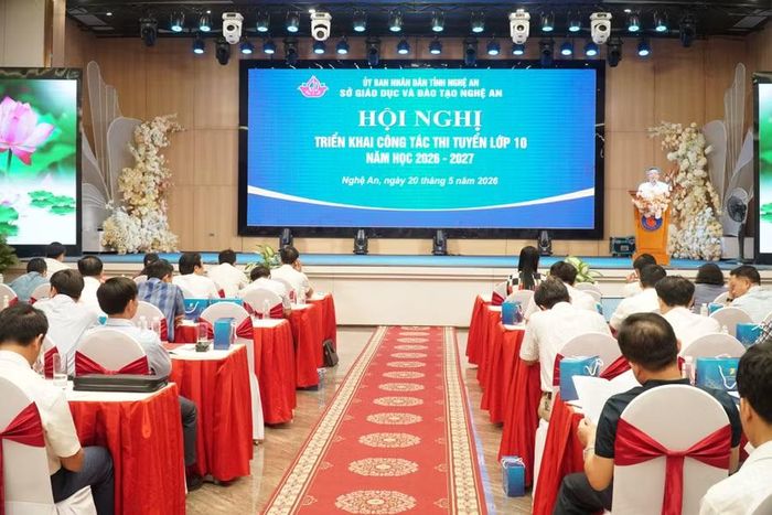 Hội nghị triển khai công tác thi tuyển sinh lớp 10 tỉnh Nghệ An năm học 2026-2027. Ảnh: Hồ Lài
